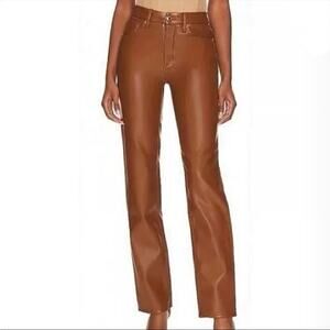 7 For All Mankind Faux Leather Pants in Camel, Size Large